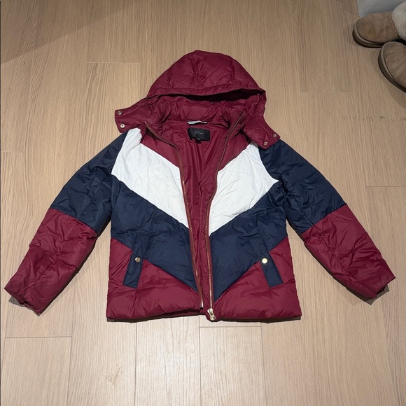 J. Crew Colorblock Chevron Women’s puffer jacket size xs - Picture 7 of 9